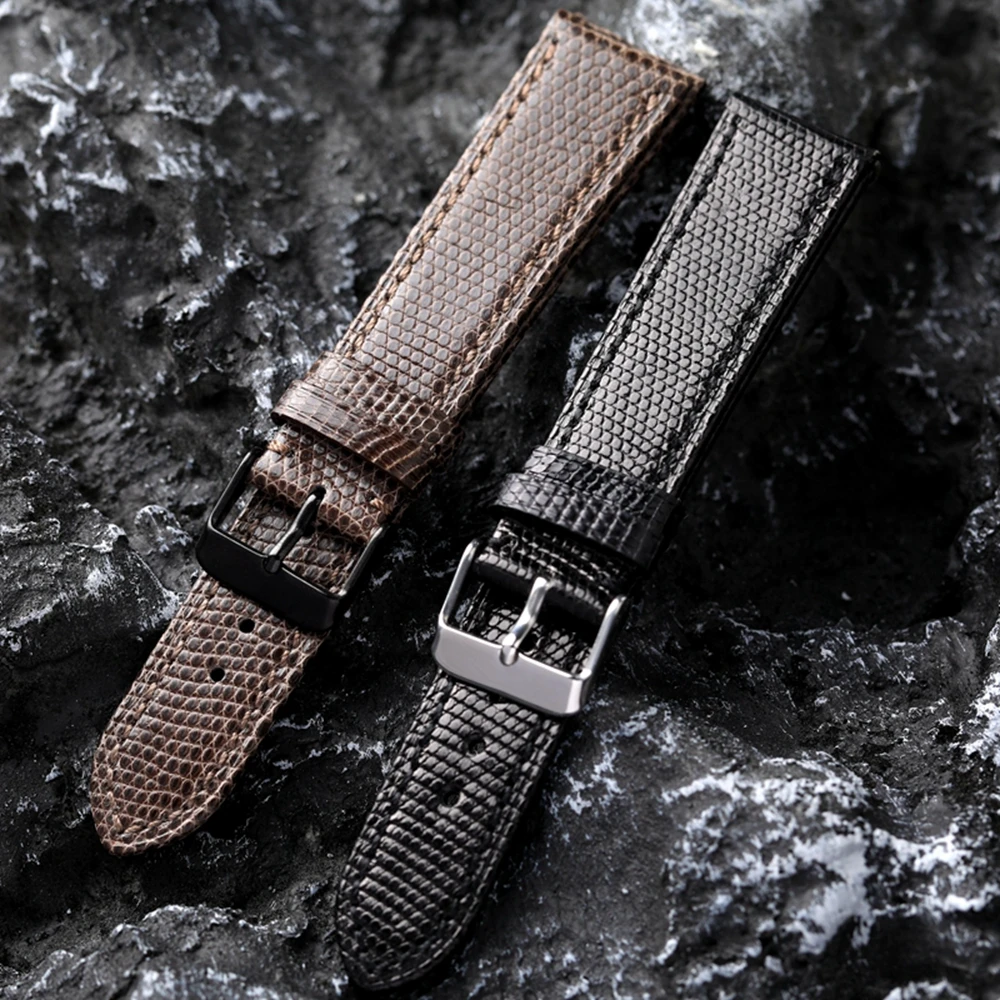 High end lizard leather strap, ultra-thin 18 19 20 21 22MM soft black brown vintage bracelet, ultra-thin men's leather Watchband