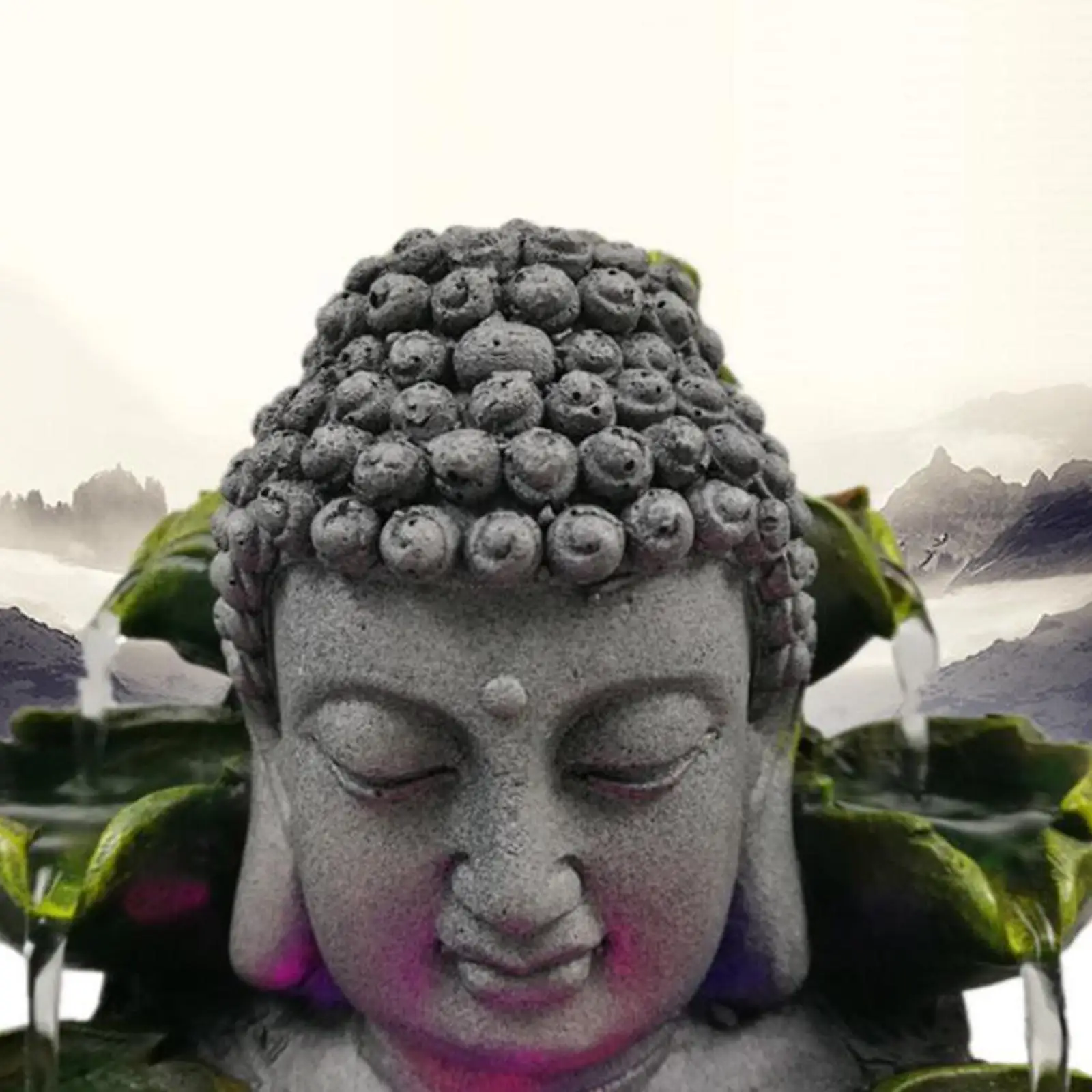 1x Resin Buddha Fountain Relaxing Waterfall Buddha for Indoor Farmhouse Yard Decorative Tabletop Decor Office Religion Statue