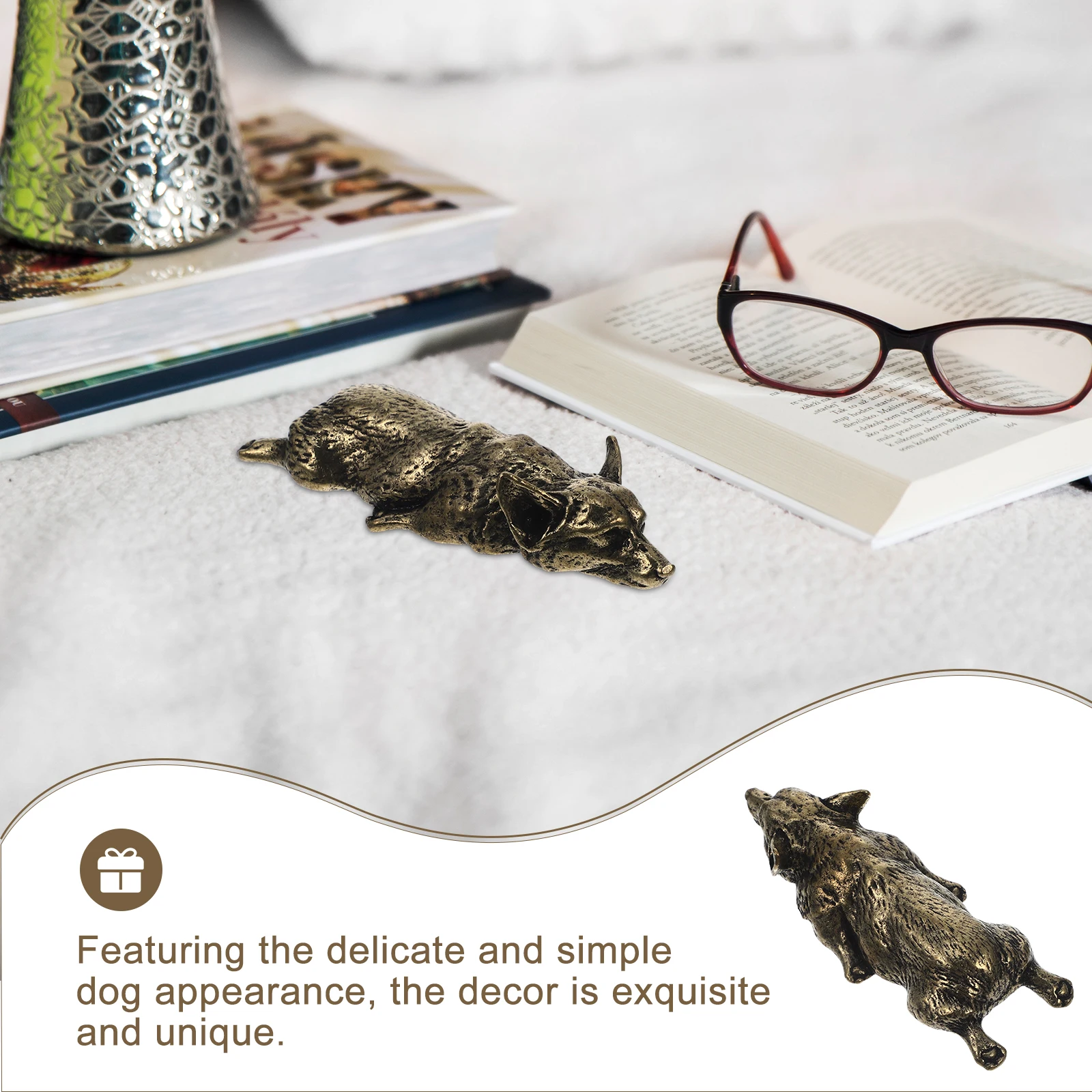 

Собака Чай Домашнее животное Медная фигурка Щенок Твердая скульптура Животное Ремесло Декор Офис