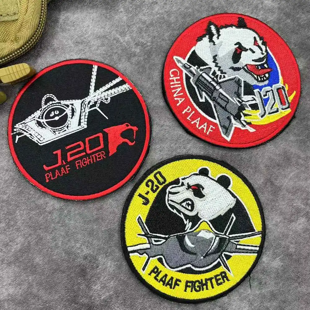 

New Outdoor Bag Accessories, Embroidered J-20 Panda Badge, Aviation J20 Morale Armband, Creative Backpack DIY Hook Loop Patch