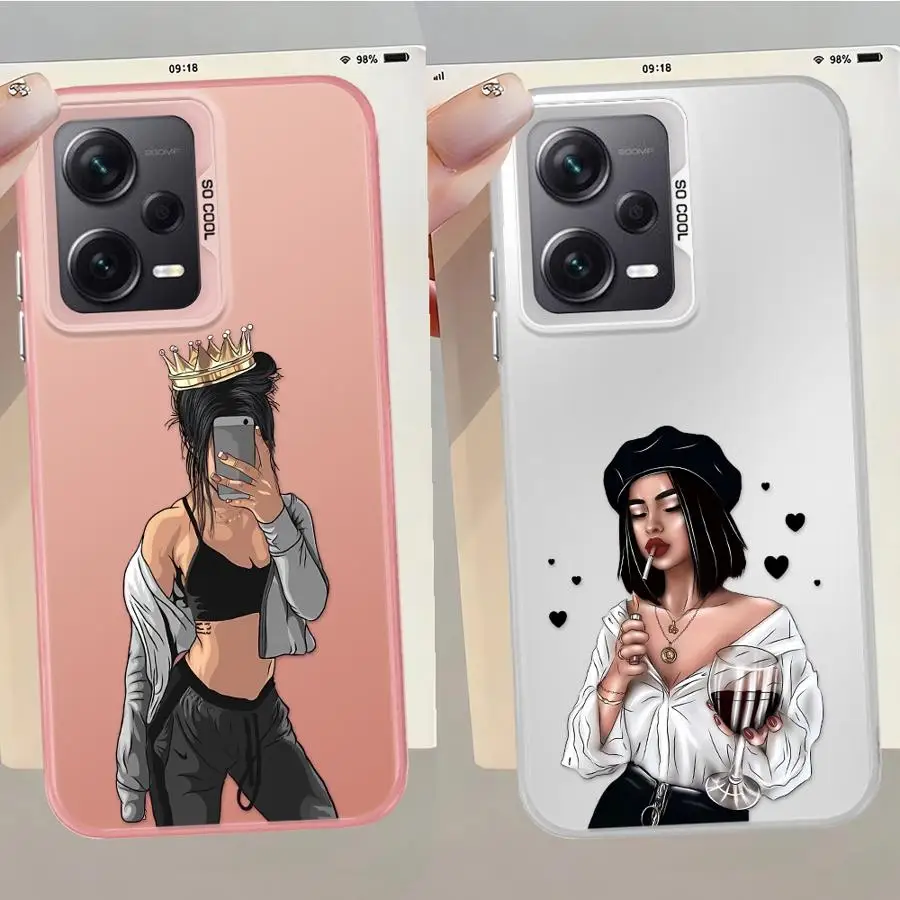 

Чехол для Xiaomi Redmi 12C 9T 14C 10C A5 13C 9C A1 A2 Plus K60, задняя крышка для телефона, городский женский мультфильм