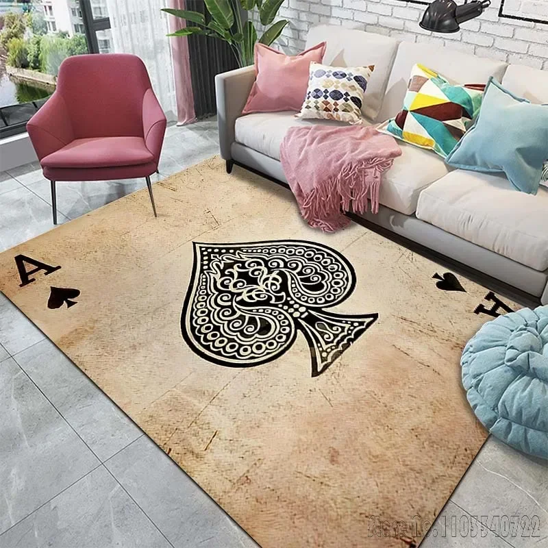 Ace of Cards Pattern Carpet for Living Room, Bedroom, Kitchen, Bathroom, Foot Mat, Children's Room, Hotel Carpet Rugs