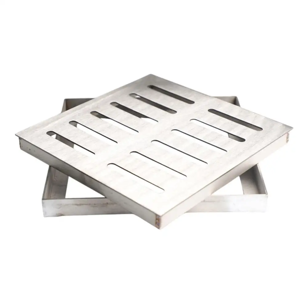 1pc Stainless Steel Drain Grate Outdoor Drainage Cover Channel Grate Rainwater Floor Drain With Frame Square Sewer Drainage Part