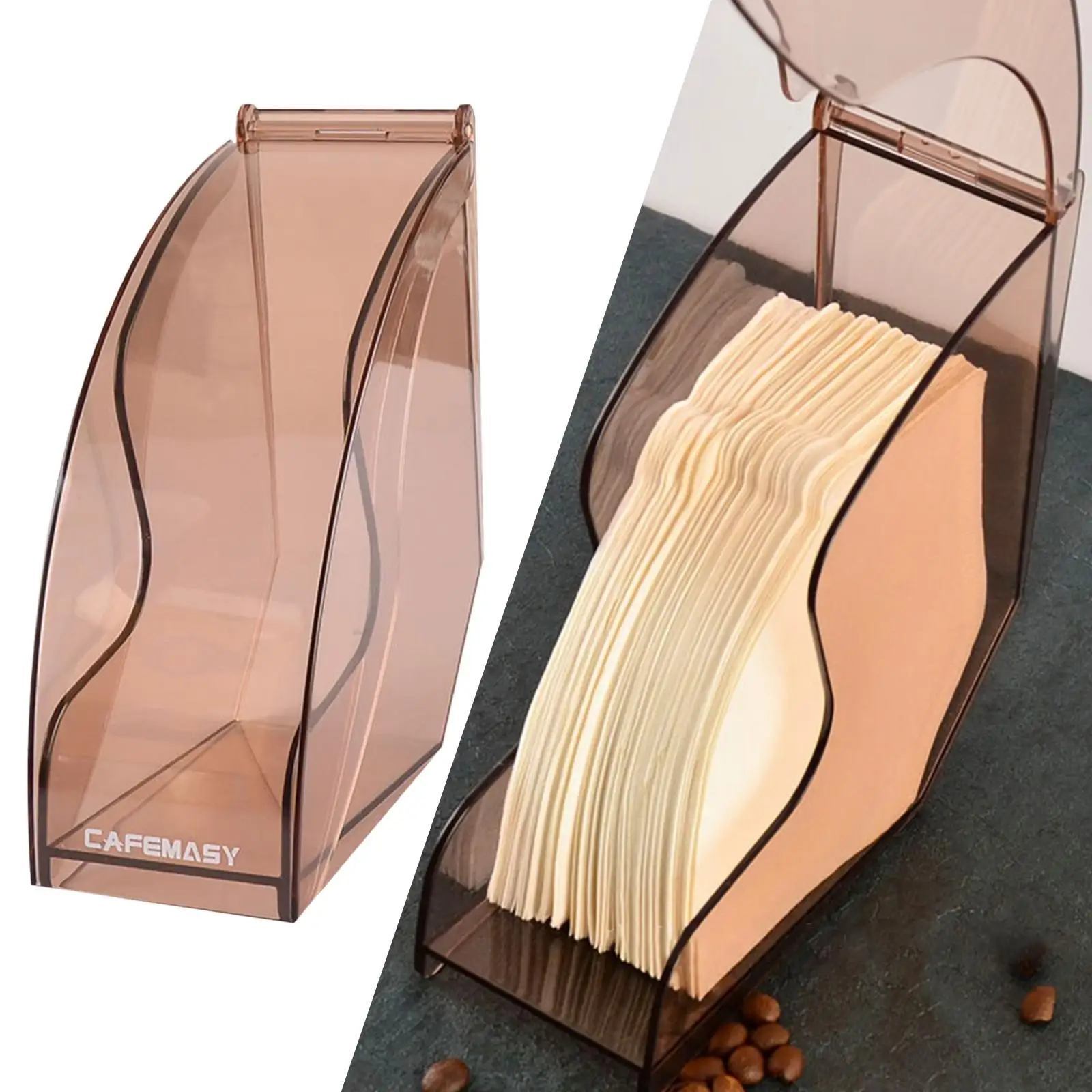 Suporte de filtro de café de grande capacidade com capa à prova de poeira caixa de filtro para café cozinha hotel escritório organização