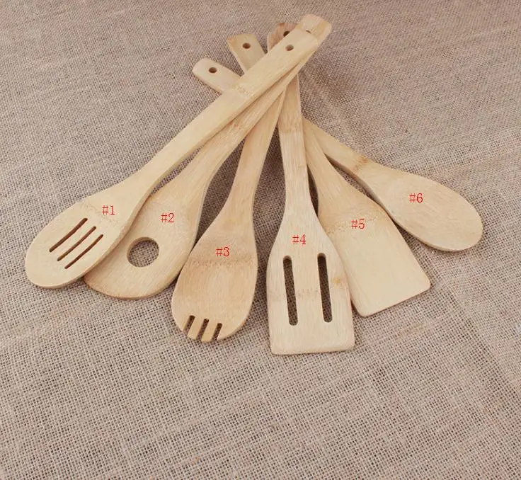 Bamboo Utensil Spoon Spatula Mixing Professional Kitchen Wooden Cooking Tools Wholesale