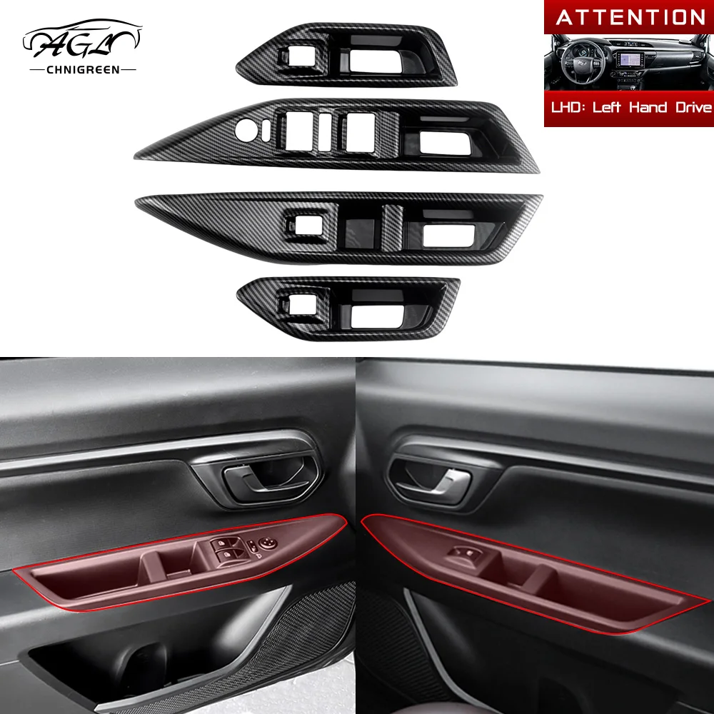 4pcs Window Lift Trim Switch Button Panel for Fiat Strada RAM 700 2020-2025 ABS Carbon Fiber Color Interior Decoration