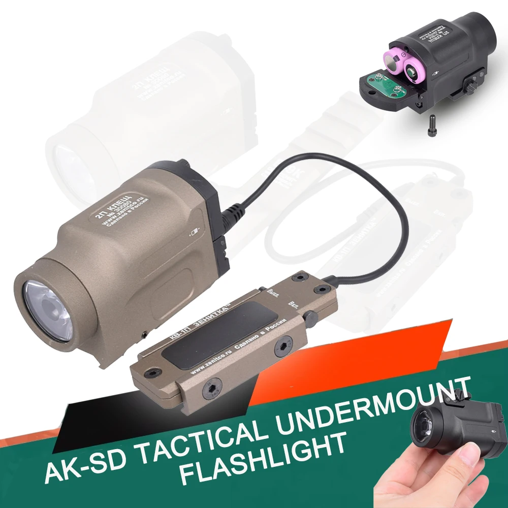 Tactical Flashlight 800Lumen LED Burst Flash Long Range Under Mount Rail Flashlight Momentary Remote Switch for Hunting Shooting