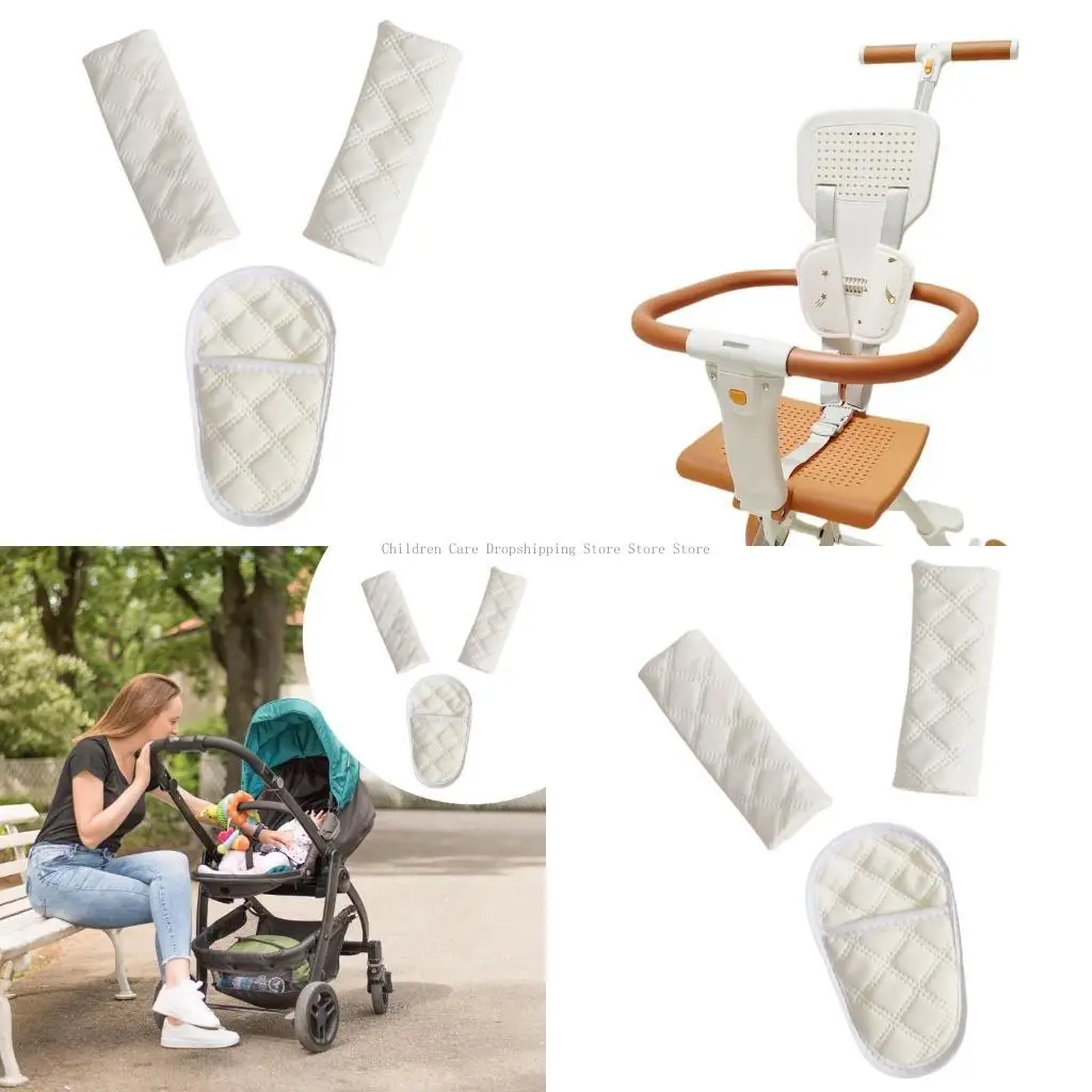 

Ergonomic Strollers Harness Padding Sleeve Crotch Protector Case Set Gentle Support Easy Installation Multiple Color