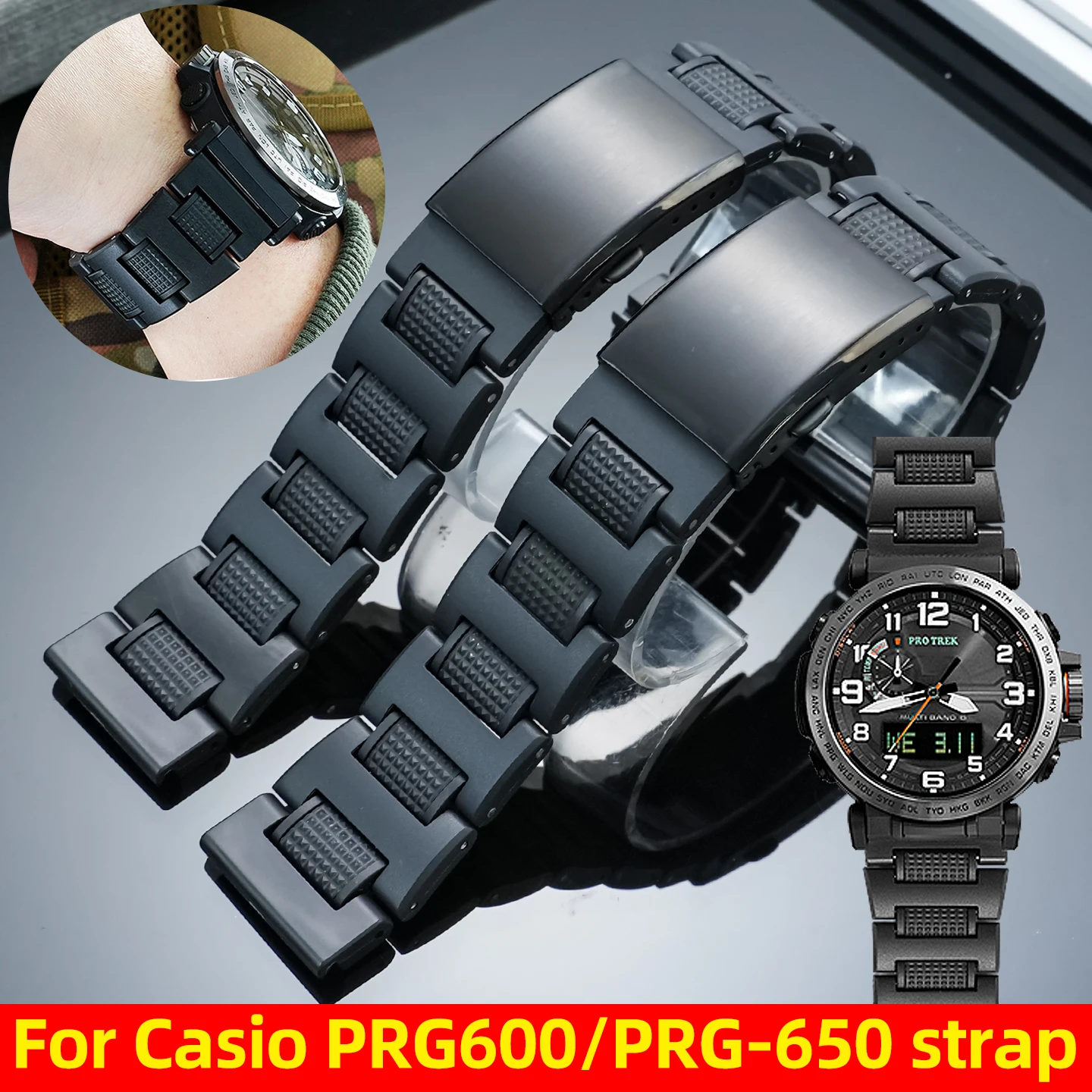 

Ремешок для часов Casio PROTREK PRG600 PRG-650 PRW-6600, легкий пластиковый стальной ремешок для часов, мужской ремешок для альпинизма, аксессуары для часов