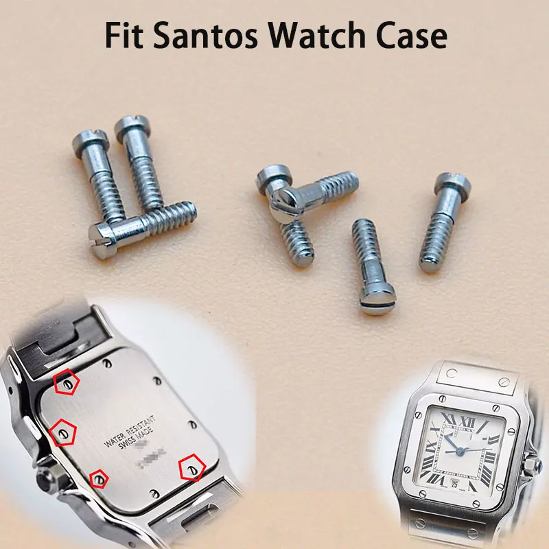 2PCS/5PCS Watch Stainless Steel Screw Fit SANTOS DE CARTIER Watch Case Back Accessories Repair Parts Aftermarket Replacements