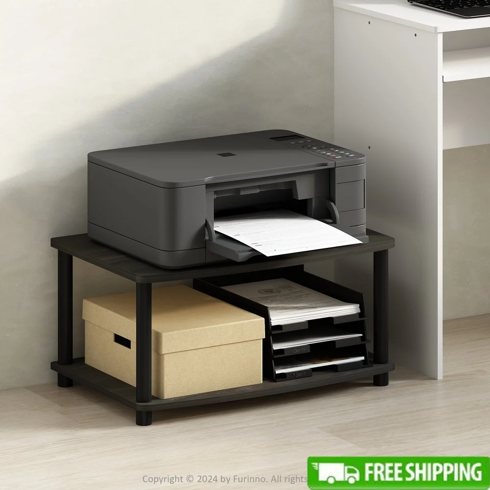 

Multipurpose Printer Stand Display Storage Shelf Durable Composite Wood Office Organizer Freestanding Two Tiers Easy Assembly