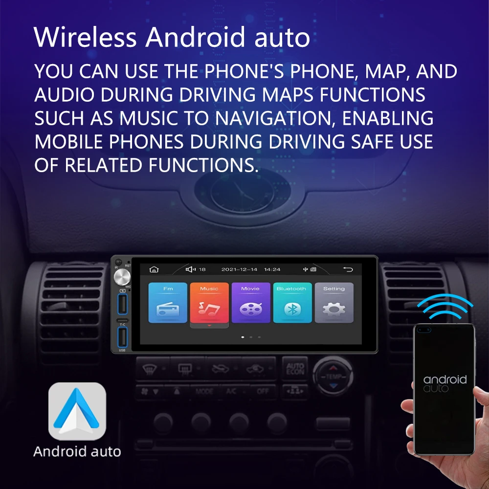 6.9inch TFT HD Capacitive Screen Car Player iOS Android Mirror Link Remote Control
