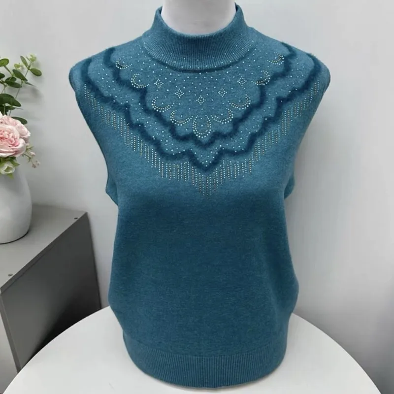 

Осенне-зимний утолщенный бархатный свитер, женская водолазка, вязаная нижняя рубашка, модный топ с бриллиантами