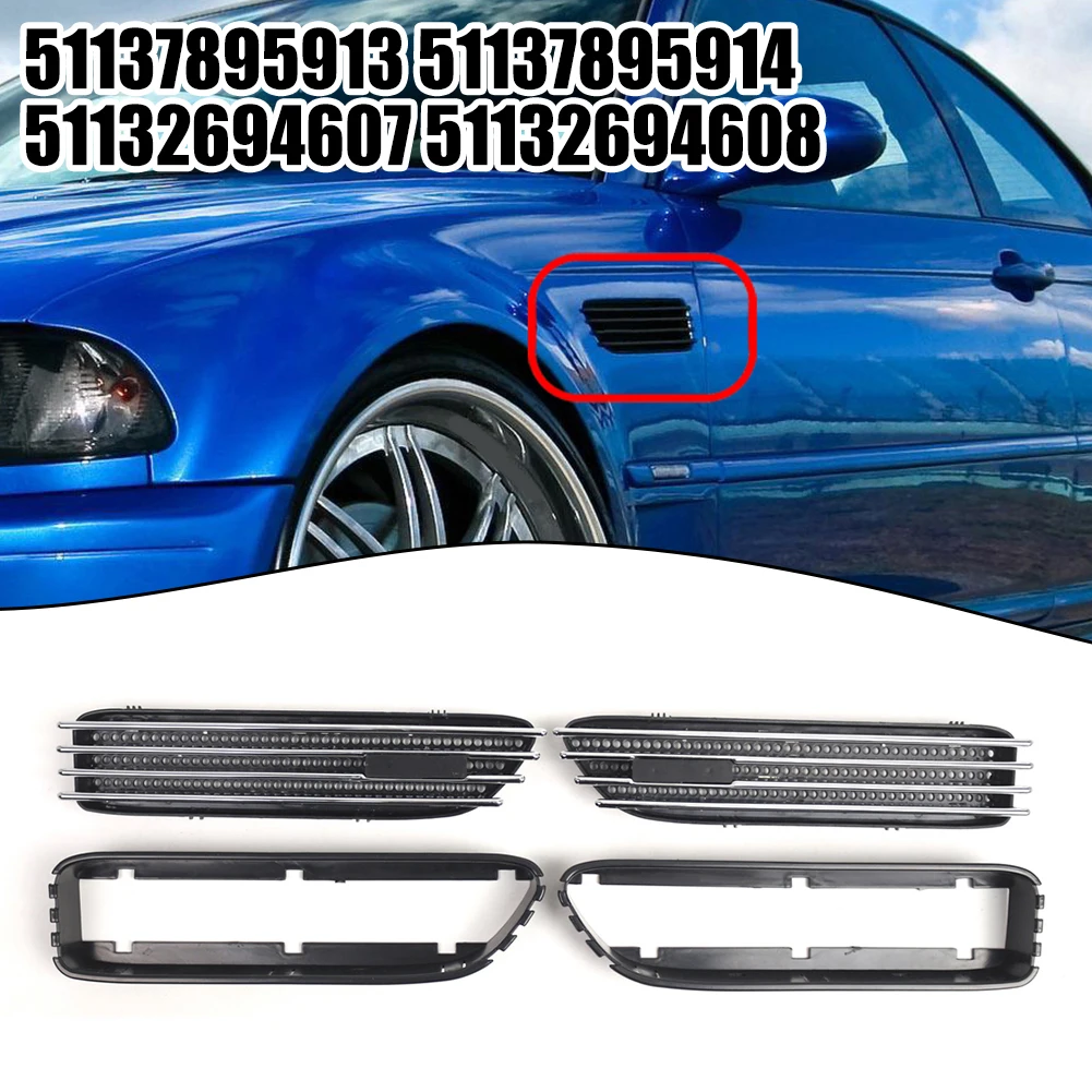 

Silver Black Side Grill Fender Vent Grille For BMW E46 For M3 2001-2006 51137895913 Replacement Car Part