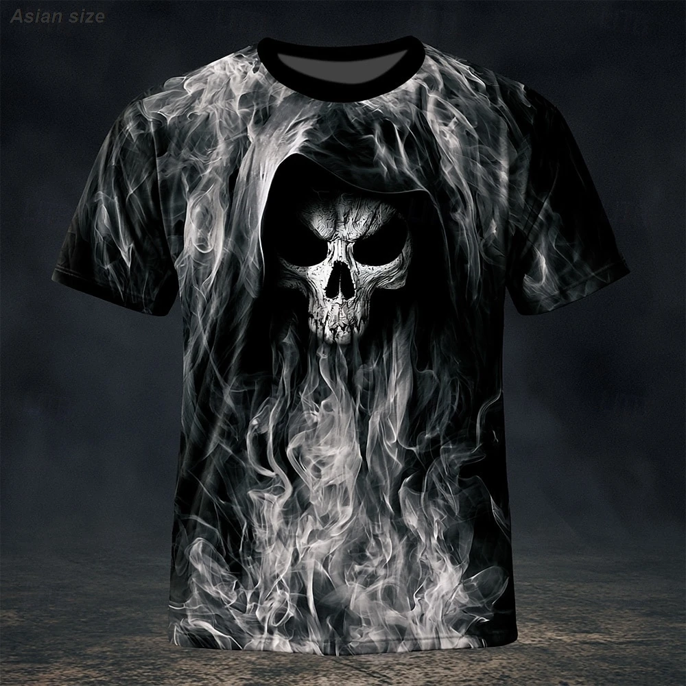 Halloween Men's Skulls T Shirt Short Sleeve 3D Print Crew Neck Exaggerated Designer Horror