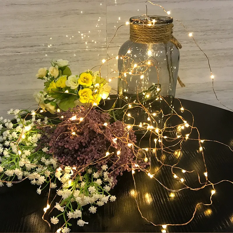 1M Waterproof USB Battery LED Lights String Copper Wire Fairy Garland Light Lamp Christmas Wedding Party Holiday Lighting