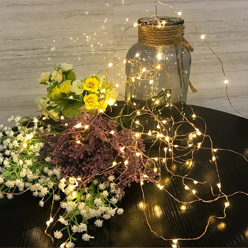 1M Koperdraad Led String Lights Vakantie Verlichting Fairy Garland Voor Kerstboom Bruiloftsfeest Decoratie Bruiloft Feest Decor