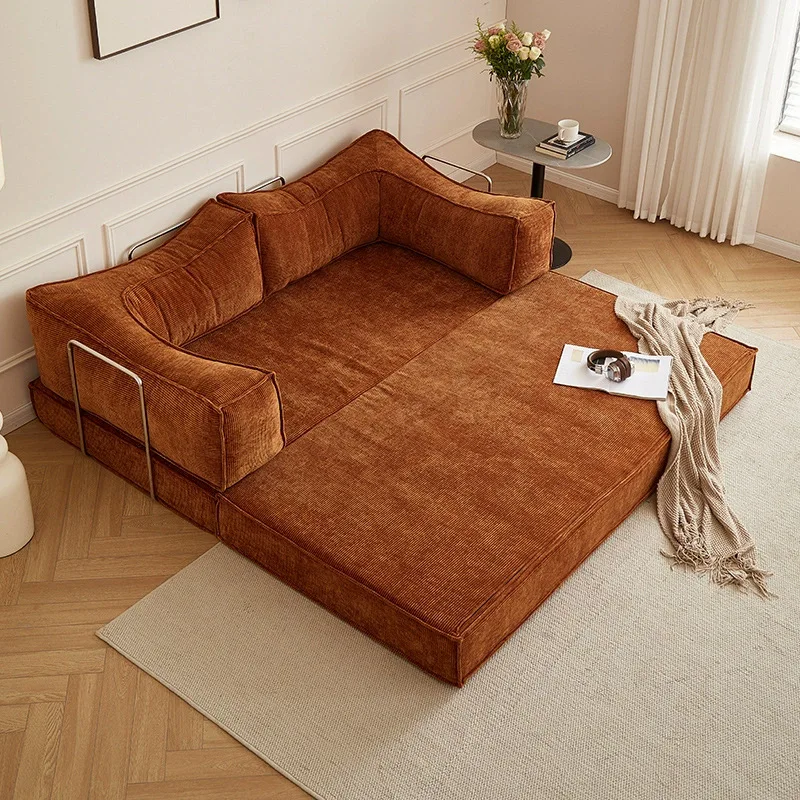 Compressed full sponge sofa Corduroy sofa Free combination fabric dual-purpose folding compression sofa