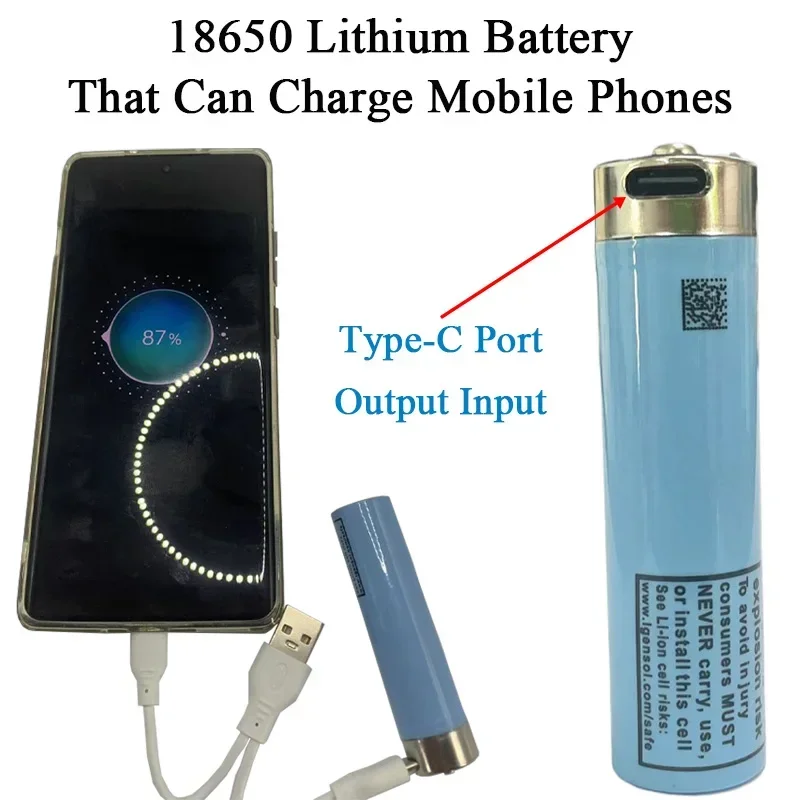 New 3.7V 3500mAh 18650 Battery INR18650MH1 Lithium Rechargeable USB TYPE-C Support Reverse Charging for Android Phone Charging