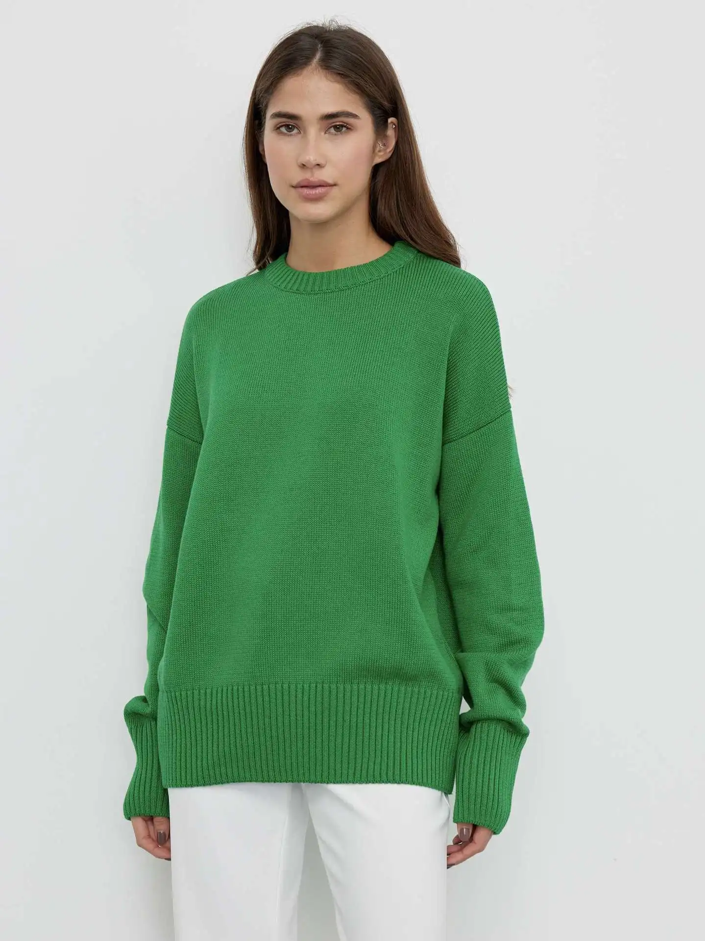 Hirsionsan Basic Regular Knitted Cashmere Sweater Women 2023 New Winter Loose Solid Ladies Pullovers Warm Casual Knitwear Jumper