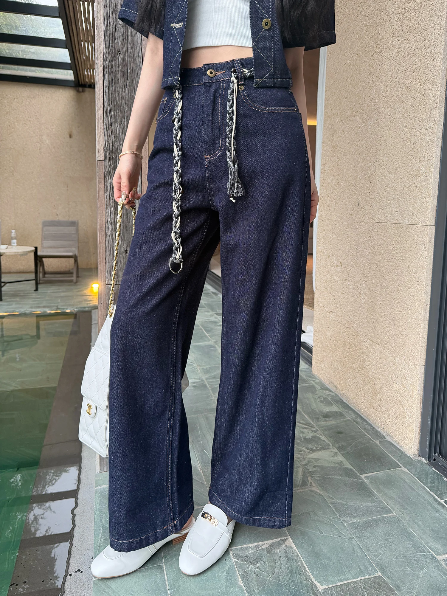 

Blue Casual Sle Women's Jeans Spring Season Versatile Loose Fit Straight Leg Cotton Denim orts LADIESFIRST L3537