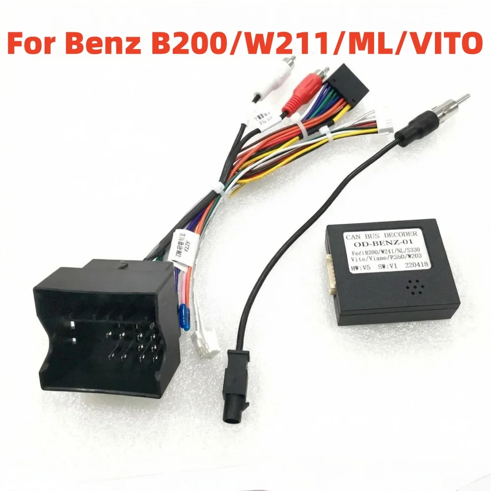 Canbus Box OD-BENZ-01 For Benz B200/W211/ML/VITO Android 2 Din GPS Receiver Car Stereo Audio 16 Pin Power Wiring Harness Cable