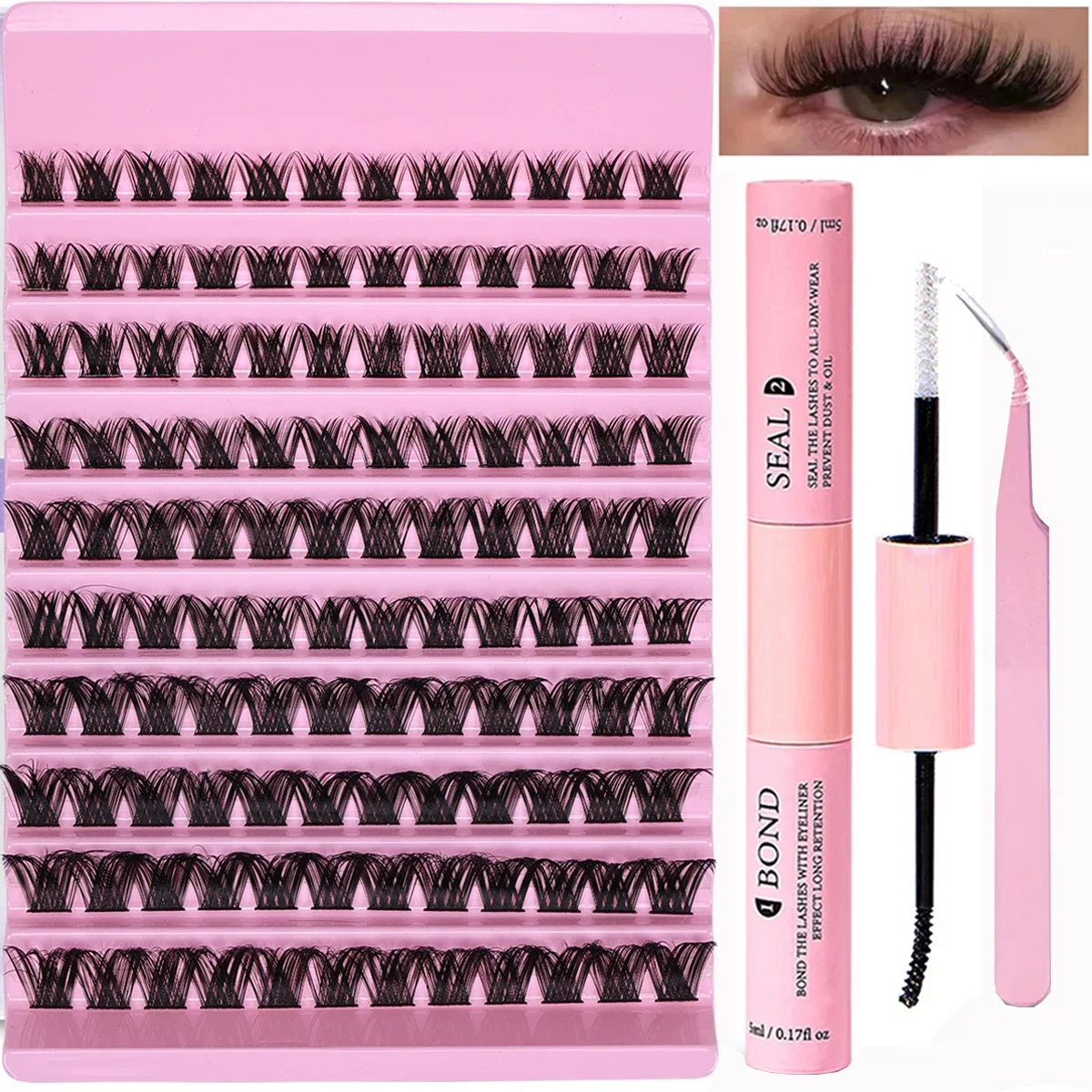 120 Cluster DIY Wimpernverlängerungs-Set Gemischte Längen Wimpern-Büschel Augen-Make-up-Tool für den Heimgebrauch