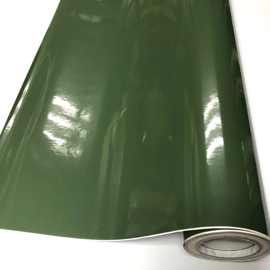

10/20/30/40/50/58*152CM Glossy Army green Vinyl Sticker High Gloss Vinyl Film Gloss vinyl Wrap Sticker Glossy army green film