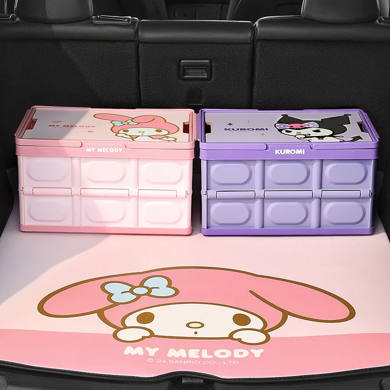 Sanrio Cinnamoroll Mymelody Kuromi Cartoon Outdoor Camping Storage Box Thickened Foldable Trunk organizer bench chopping board