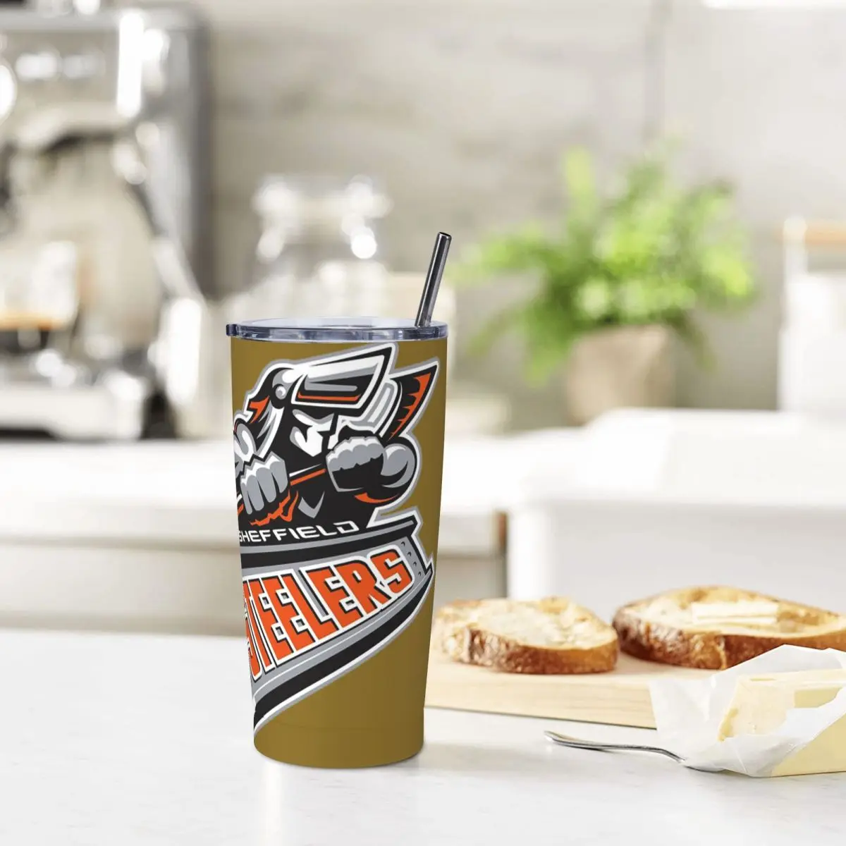 

Стакан из нержавеющей стали The Sheffield Steelers, кружки с вакуумной изоляцией, термосоломинки для холодных бутылок с крышкой, 20 унций