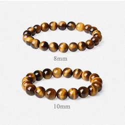 Kirykle Fashion Tiger Eye Bangles Men 4-12mm Natural Energy Stone Beads Reiki Healing Bracelets for Women Jewelry Pulseras Gift