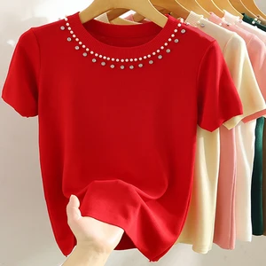 Women's Knit Korean T -shirt, sleeveless female blouse, with thin tops-en, solid y2k tank, new fashion, summer, 2022 7 Main Sales Korea - №6
