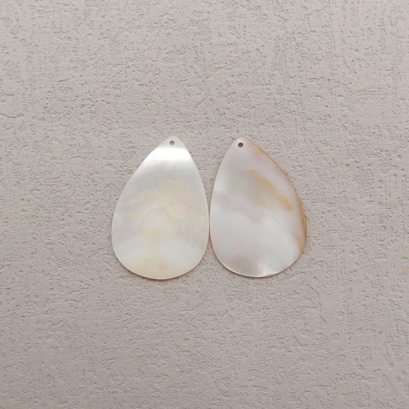 Natural Stone Shell Teardrop Earring Beads 31x21x1mm 2.6g Semiprecious Stone Fashion Jewelry Accessory