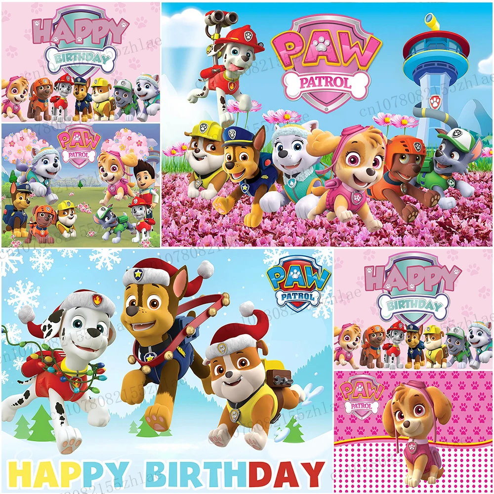 Paw Patrol Birthday Party Photo Backdrop Baby Shower Birthday Party Banner Children Photo Background