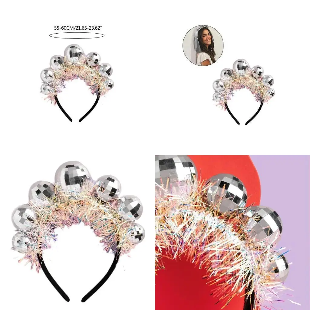 

A52E Disco Ball Headband Bridal Shower Decorations Bachelorette Party Headpiece