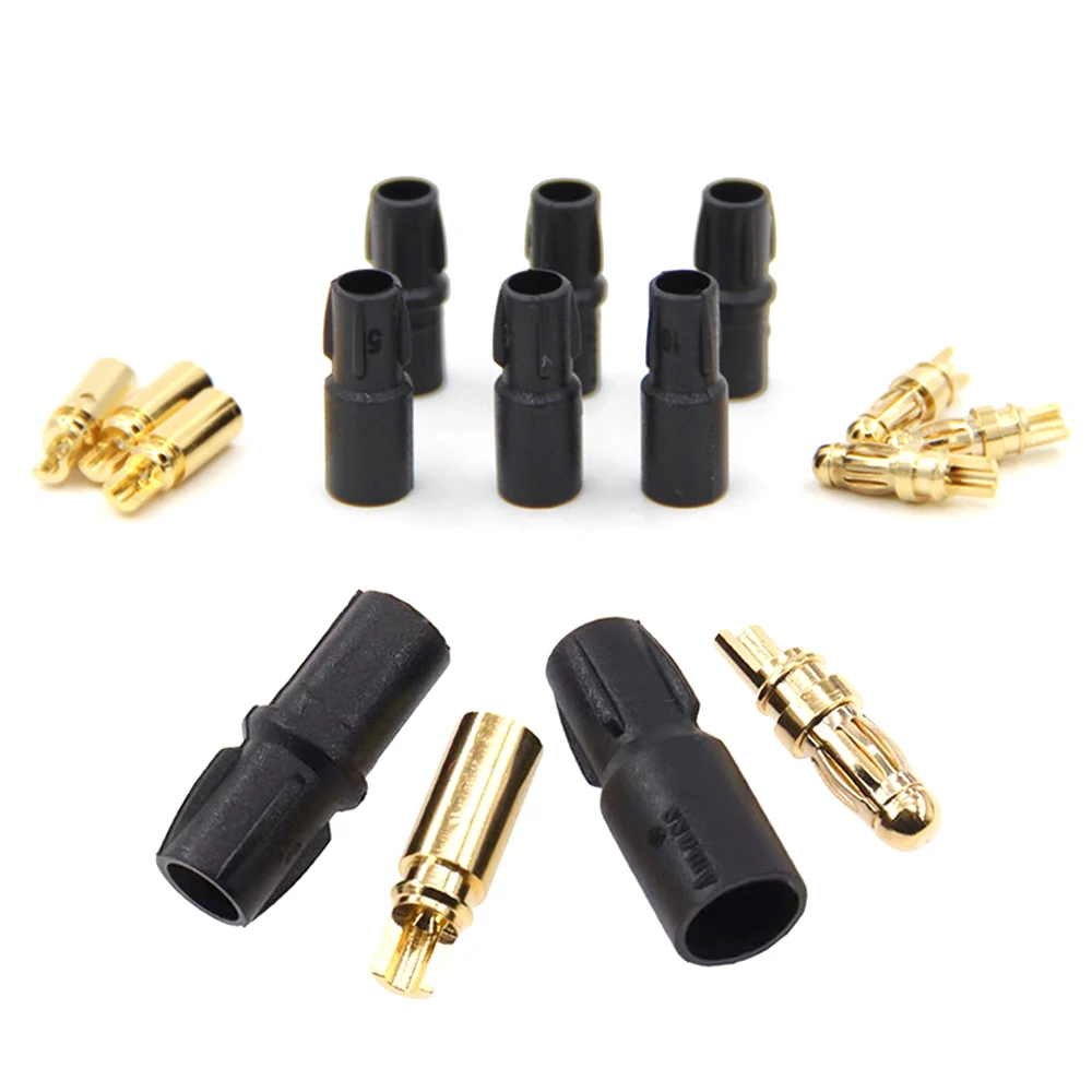 2Pcs SH3.5 Banana Male Female Connector With Sheath Copper Gold Plated Adjustable 3.5mm Banana Plug Jack DC Motor Airplane Model