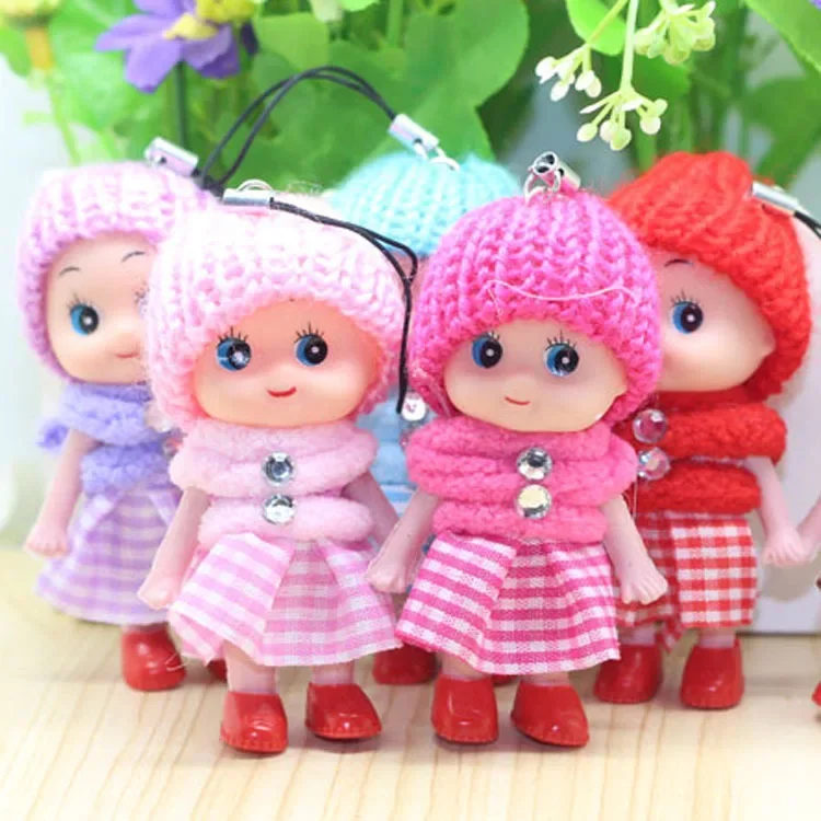 10 Pcs Kids Mini Doll Toys for Girls 8 Cm Cute Soft Plush Skirt Dolls Mobile Phone Pendant Handbag Decoration Random Color