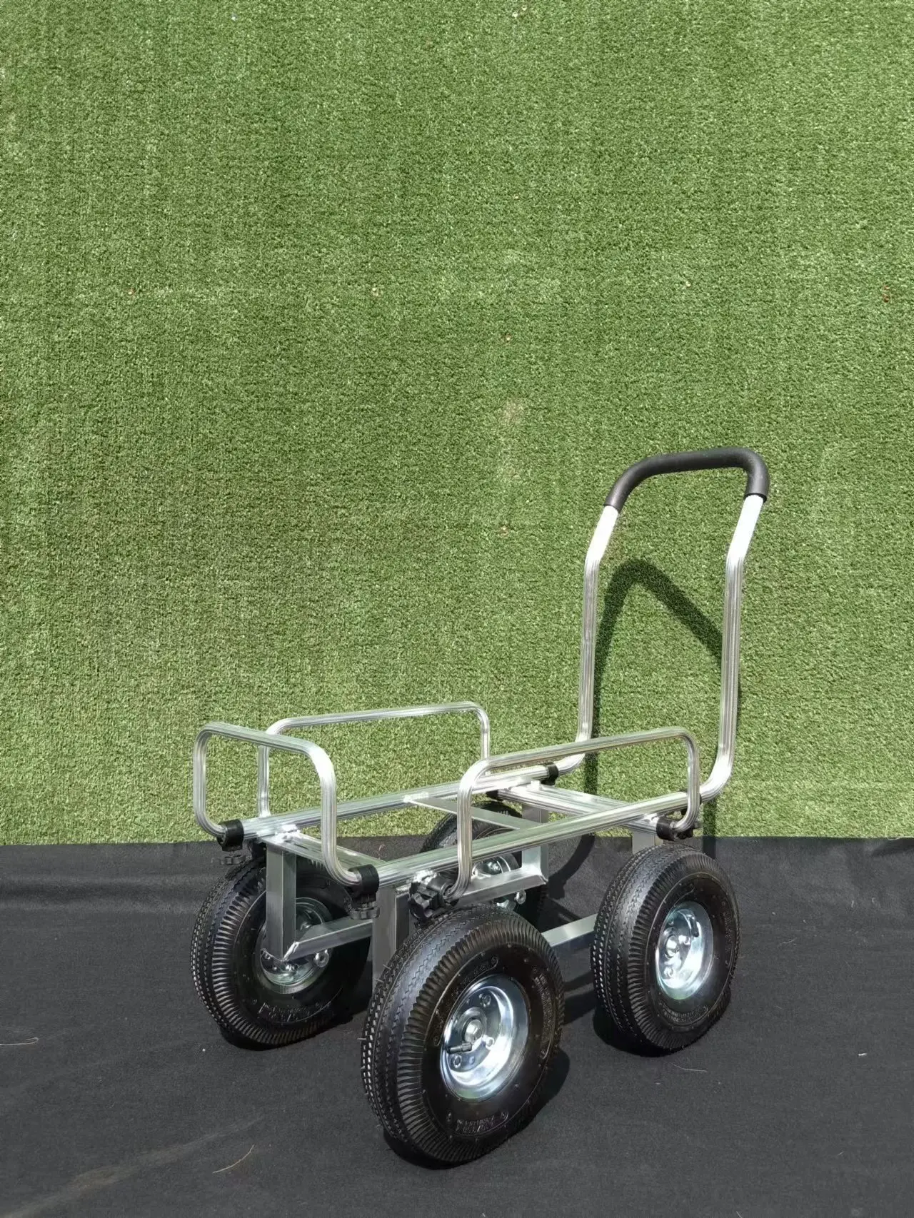 Four-wheel aluminum bike  accessary   cart with frame pulling trolley aluminum four-wheel silent flatbed trolley