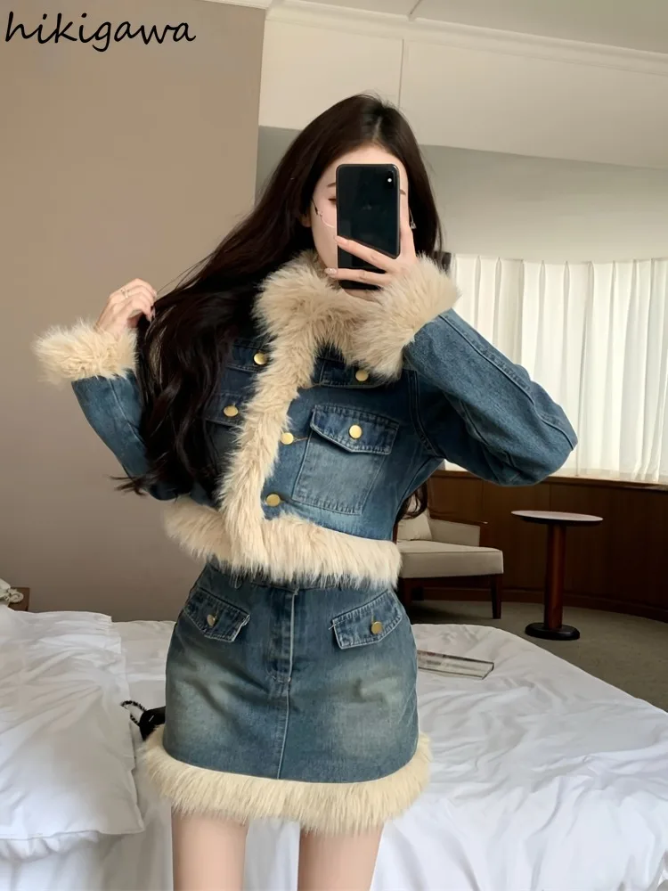 Streetwear Denim Jackets for Women 2023 Ropa Mujer Crop Tops Thicked Fashion Casual Coat Vintage Harajuku Outwear Winter Clothes