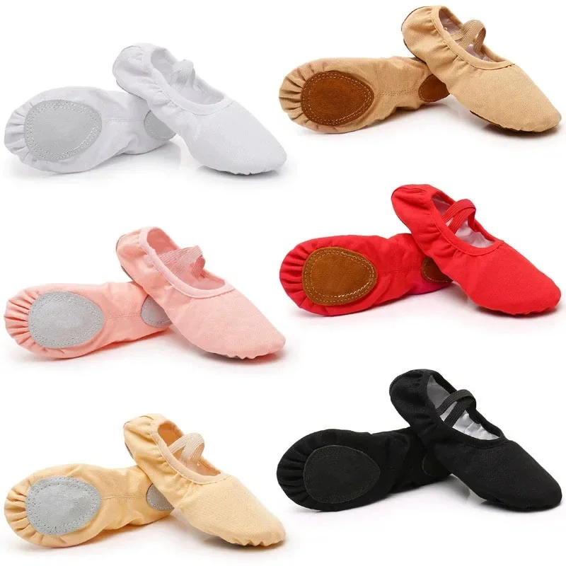 Mode adulte enfants chaussures de Ballet femme tissu élastique semelle fendue femmes chaussure de danse formation folklorique confortable filles salle de sport chaussures de Yoga