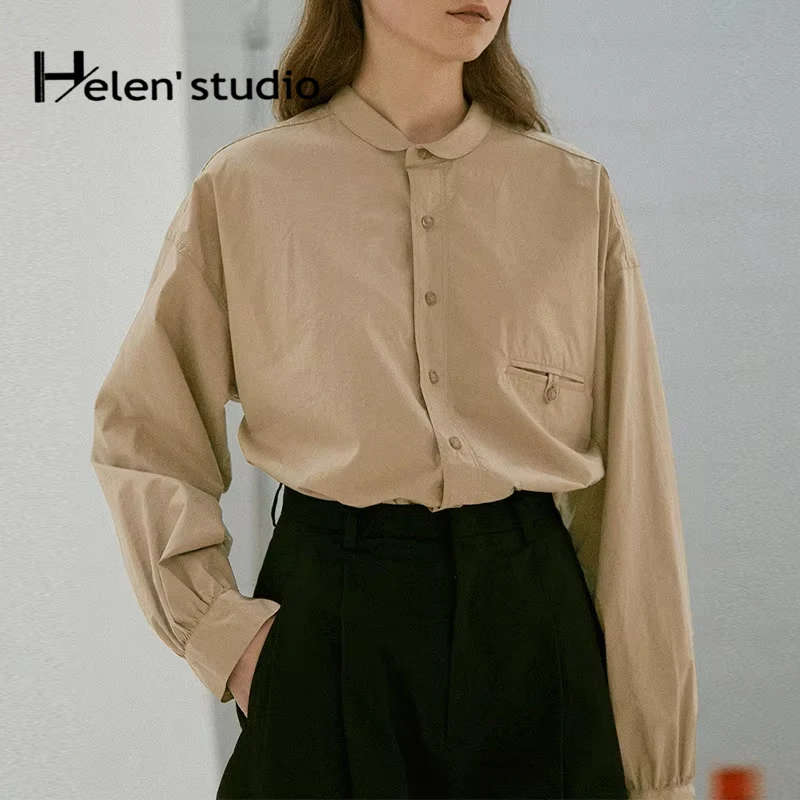 

Оригинальная женская рубашка из 100% хлопка, осенняя, с длинным рукавом, свободного кроя, белая/черная, блузка-кардиган, повседневная женская рубашка