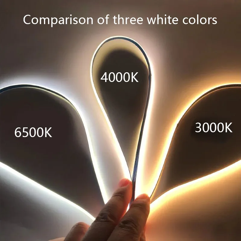 Imagem -03 - Cob Led Strip Lights para Decoração do Quarto 12v 24v Branco mm Cri90 Mais Flexível Regulável Fitas para Quarto 3000k 4000k 6500k 480leds por m