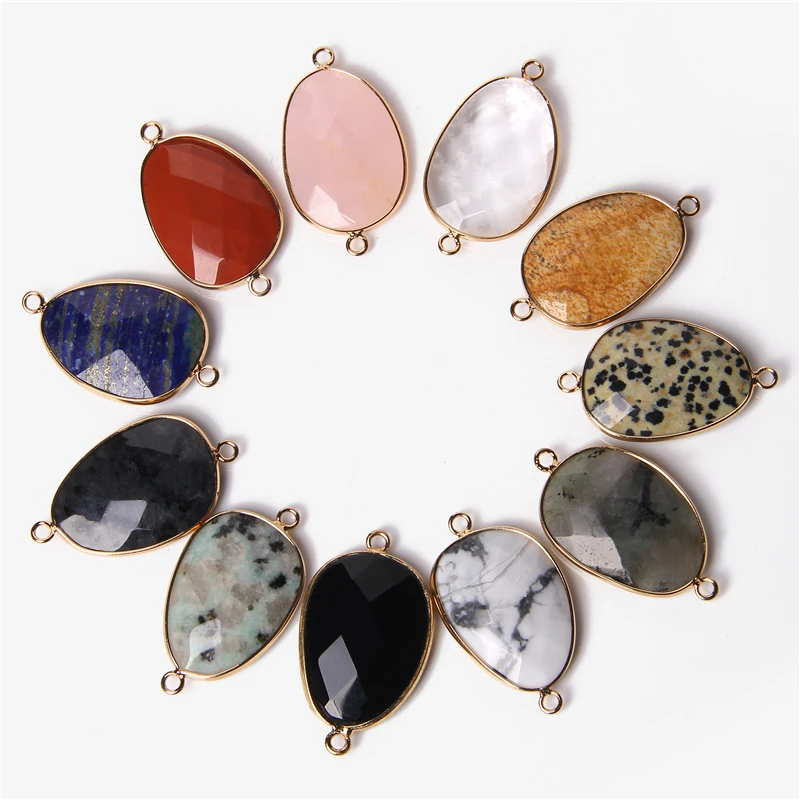2PCS Natural Stone Slice Charm Pendants for DIY Jewellery Making