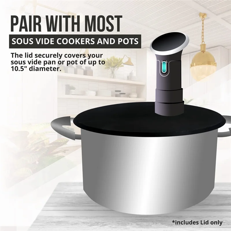 Cuisinières de précision noires en silicone, compatible avec les casseroles sous vide, convient jusqu'à 10.5 po, 1PC