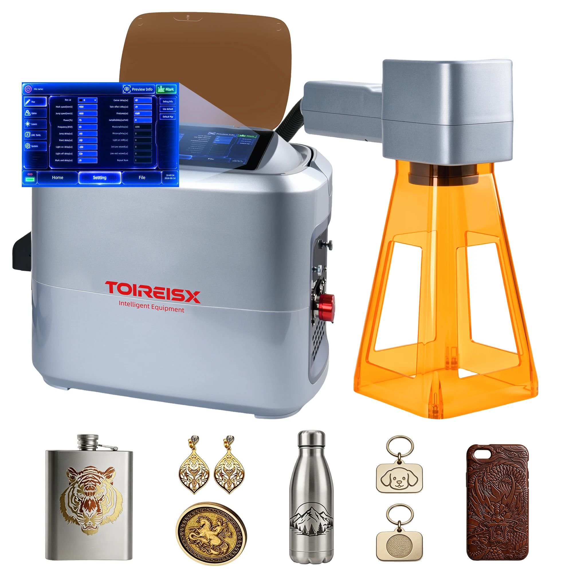 TOIREISX H1  Fiber Laser Engraver 10W, Built-in Coding Control System and 7