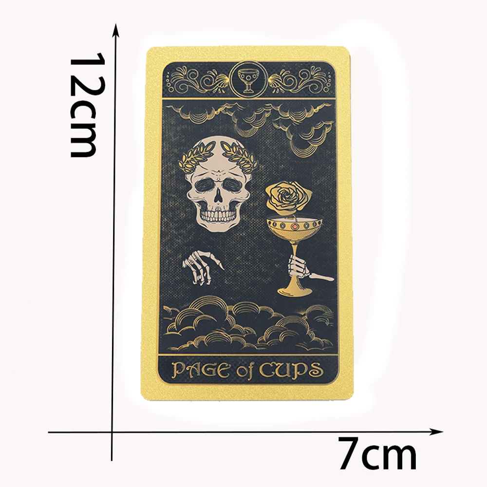 New Mysterious Skull Gold Foil Tarot PVC Desktop Game Color Divination Card Gift Box Set Bronzing Waterproof Deluxe Paper Manual