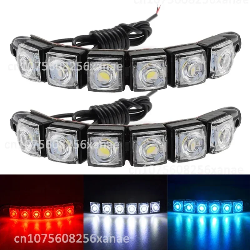 2Pcs Universal Car Led DRL Daytime Running Light Flexible 6SMD White Ice Blue Waterproof Driving Fog Bulb Styling DC 12V Tools