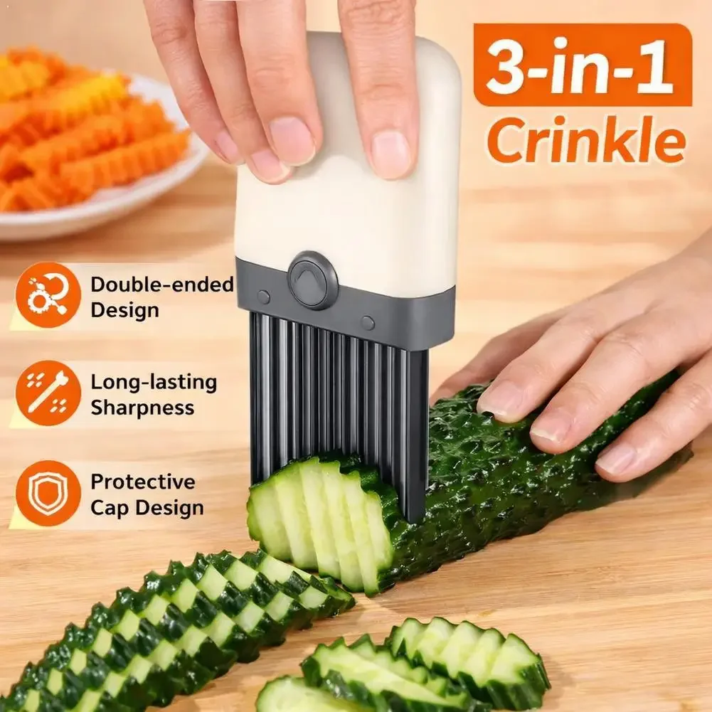 3-in-1 Multi-functional Peeler Peeling Julienne Wavy Slicing Labor-saving Sharpness Vegetable Fruit Crinkle Wavy Slicer Knife