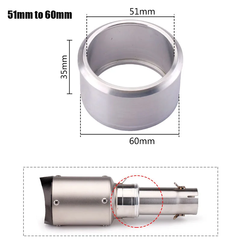 Universal Motorcycle Exhaust Muffler Adapter Escape 51mm to 60mm 60mm to 51mm 51mm lengthening Pipe image 4