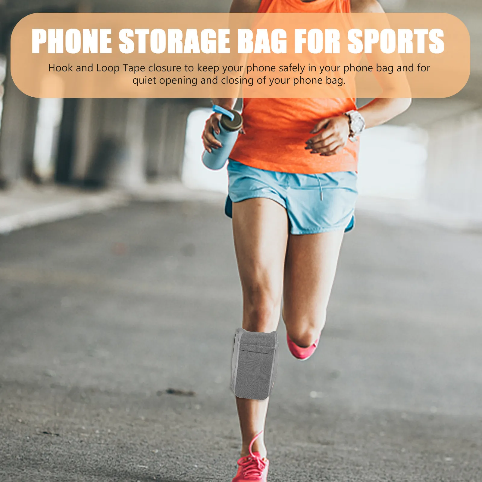 

Sports Running Leg Pouch for Phone Hook and Loop Closure Breathable Soft Shake Proof Eco Friendly Workout Phone Holder Calf Bag